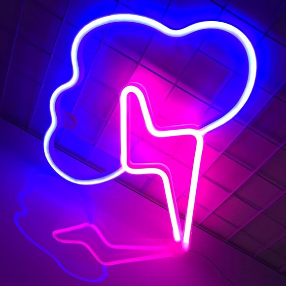 Cloud and Lightning Neon Signs USB Battery LED Wall Decor for Kids Room Party - Picture 8 of 8